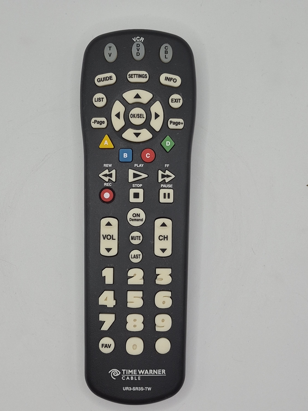 Time Warner Cable UR3-SR3S-TW Universal Big Button Glow In Dark Remote Control
